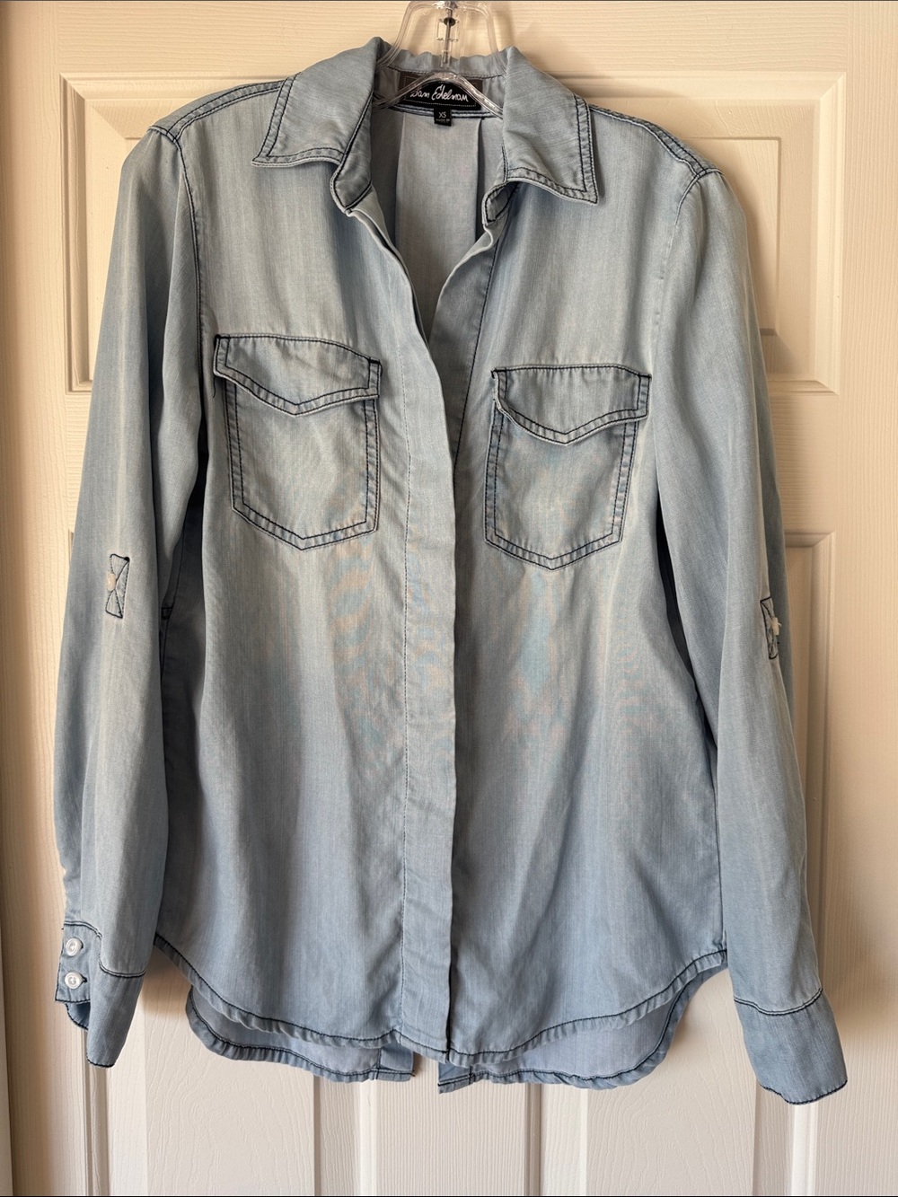 Sam Edelman Light Blue Denim Button-Front Jacket